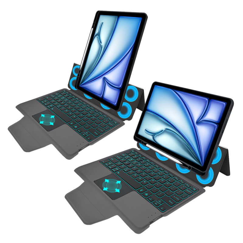 [Pachet 360°] Husa cu tastatura + folie iPad Air 11 (2025) Techsuit KeyTab Pro, negru