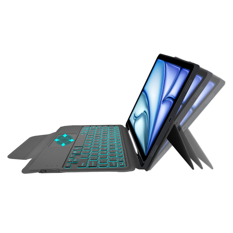 [Pachet 360°] Husa cu tastatura + folie iPad Air 11 (2025) Techsuit KeyTab Pro, negru