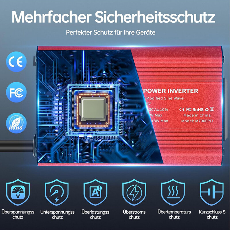 Invertor electric 220V, 300W Techsuit FlexiCarVolt IA1, red