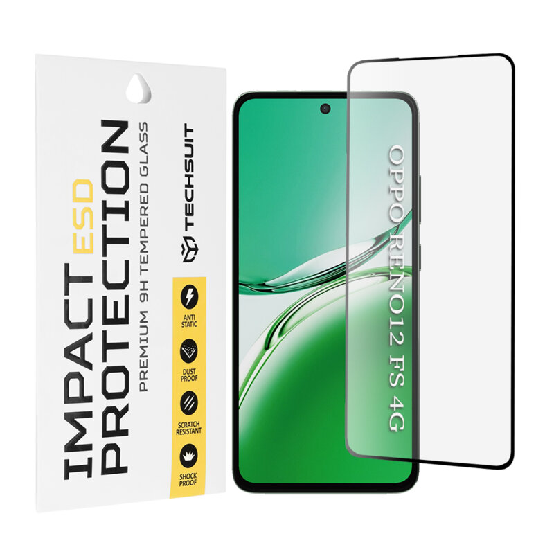 Folie sticla Oppo Reno12 FS 4G Techsuit ESD Glass, negru