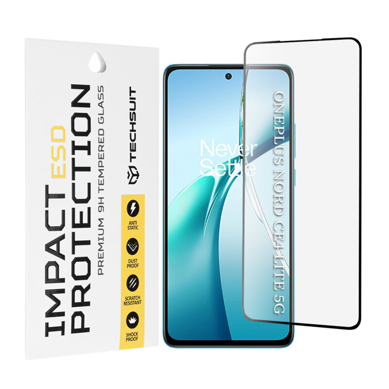 Folie sticla OnePlus Nord CE4 Lite Techsuit ESD Glass, negru