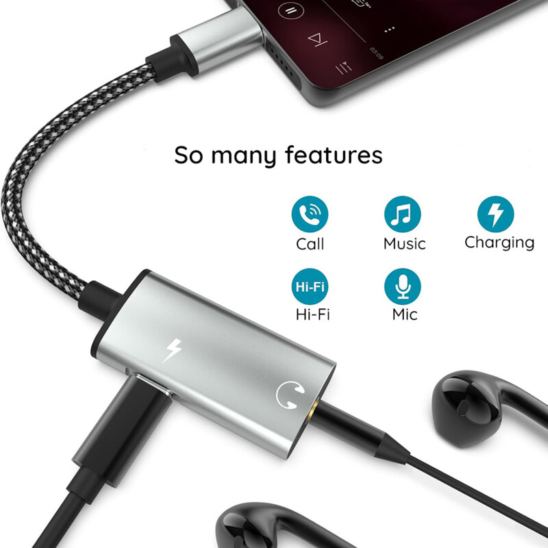 Adaptor audio Type-C la Type-C/Jack 3.5mm Techsuit AcustiCore AC22, gri