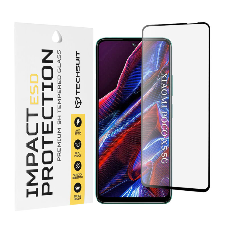 Folie sticla Xiaomi Poco X5 Techsuit ESD Glass, negru