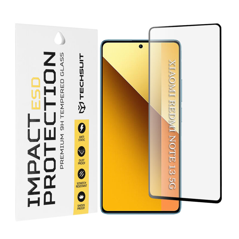 Folie sticla Xiaomi Redmi Note 13 5G Techsuit ESD Glass, negru