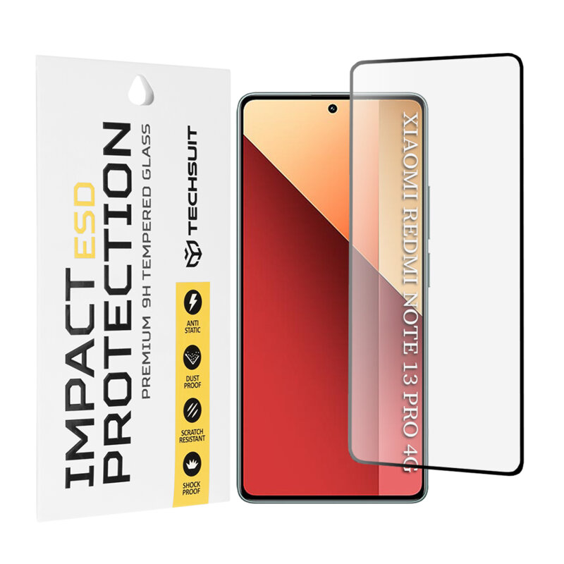 Folie sticla Xiaomi Redmi Note 13 Pro 4G Techsuit ESD Glass, negru