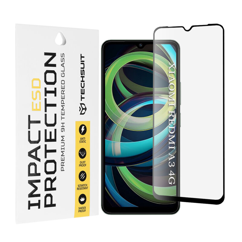 Folie sticla Xiaomi Redmi A3 Techsuit ESD Glass, negru