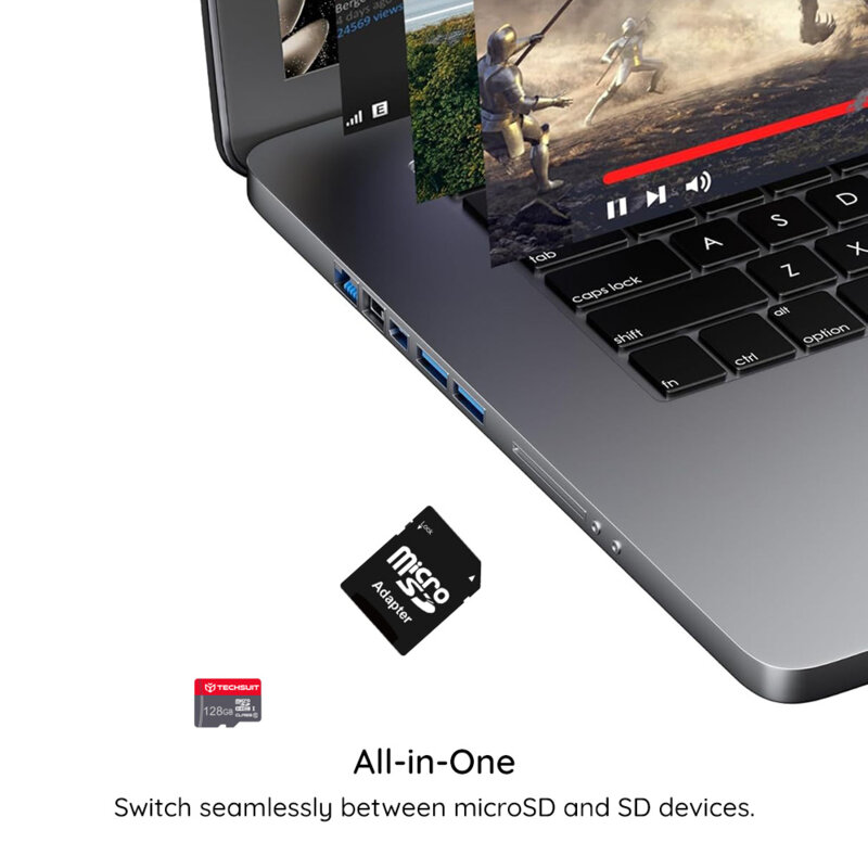 Card memorie 32GB MicroSDHC + adaptor Techsuit THCM26, rosu