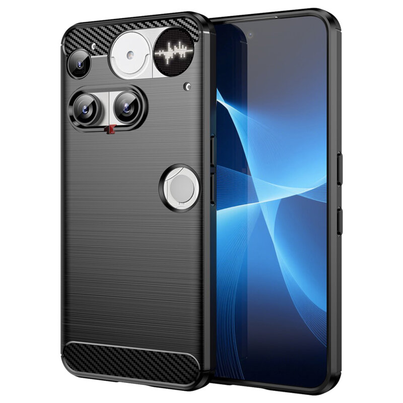 Husa Nothing Phone (3) Techsuit Carbon Silicone, negru
