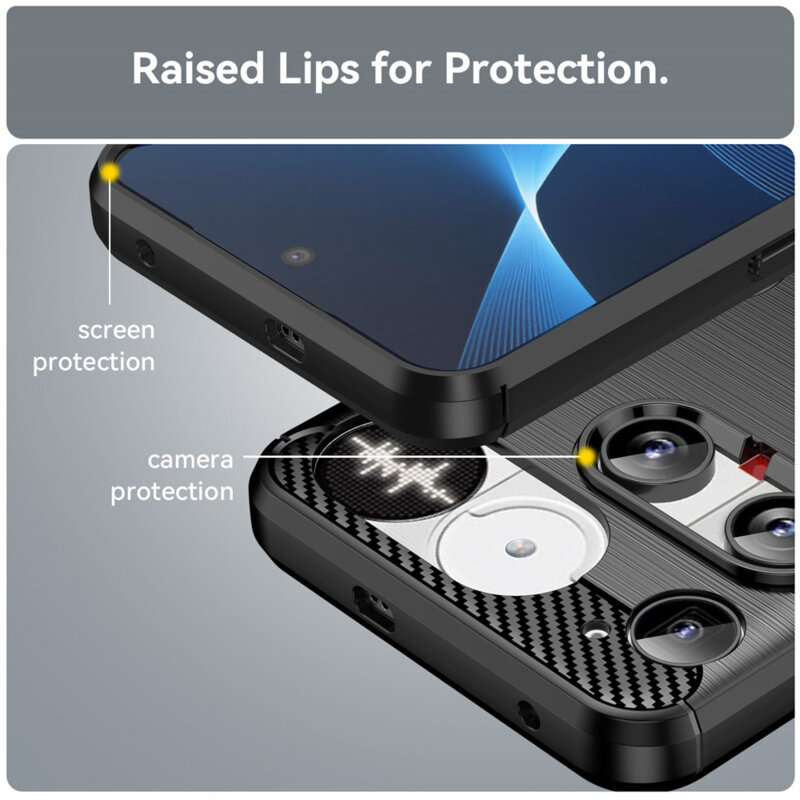 Husa Nothing Phone (3) Techsuit Carbon Silicone, negru