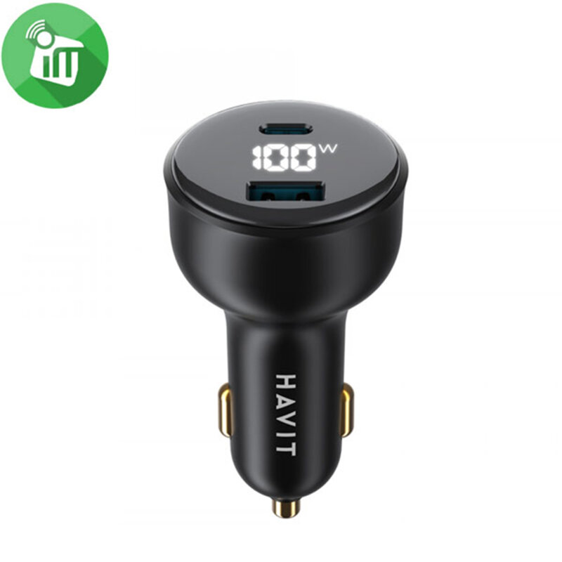 Incarcator auto bricheta PD100W Havit CC100W, negru