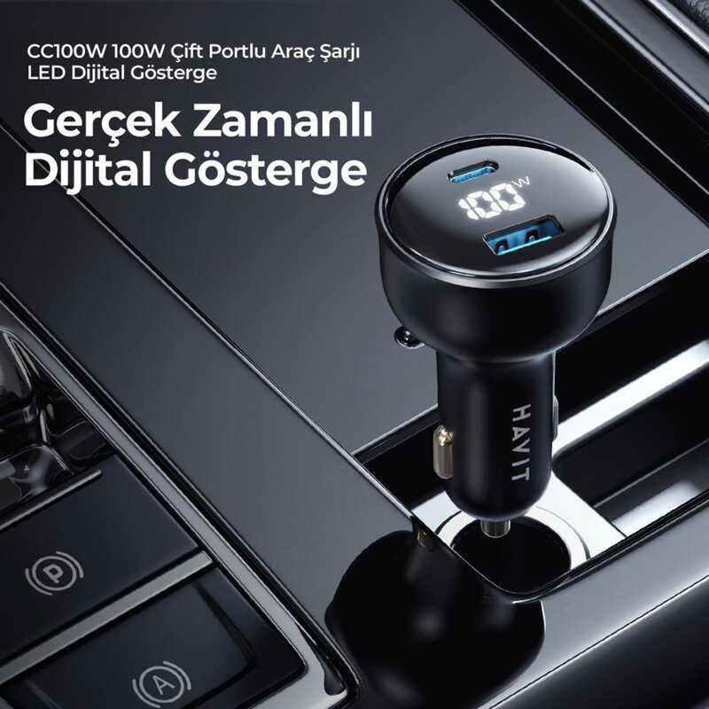 Incarcator auto bricheta PD100W Havit CC100W, negru