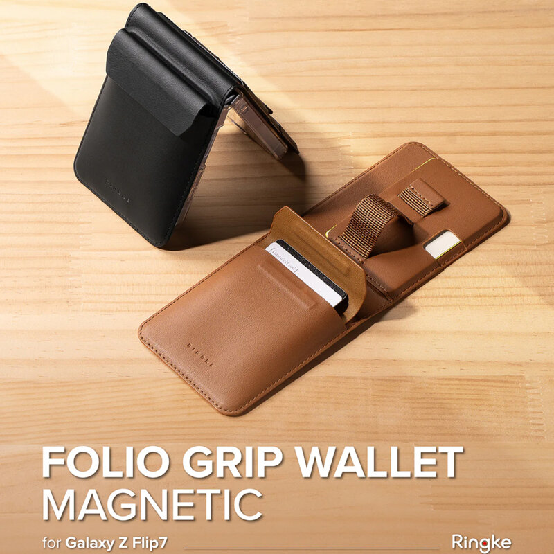 Husa Samsung Galaxy Z Flip7 Ringke Folio Grip Wallet Magnetic, negru