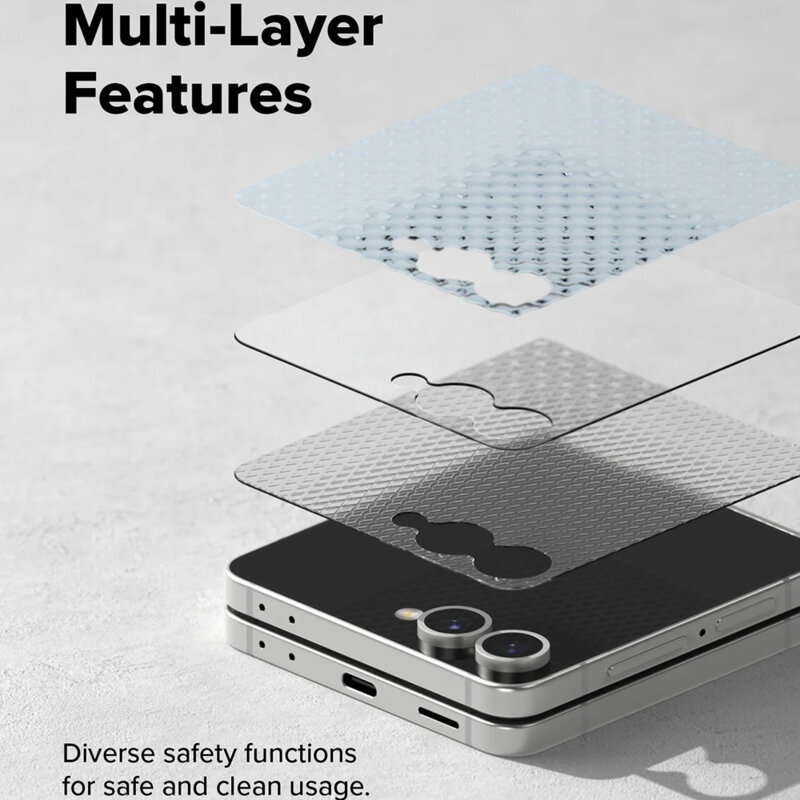 [Pachet 2x] Folie sticla Samsung Galaxy Z Flip7 Ringke Cover Display Easy Slide Tempered Glass Pro, transparenta