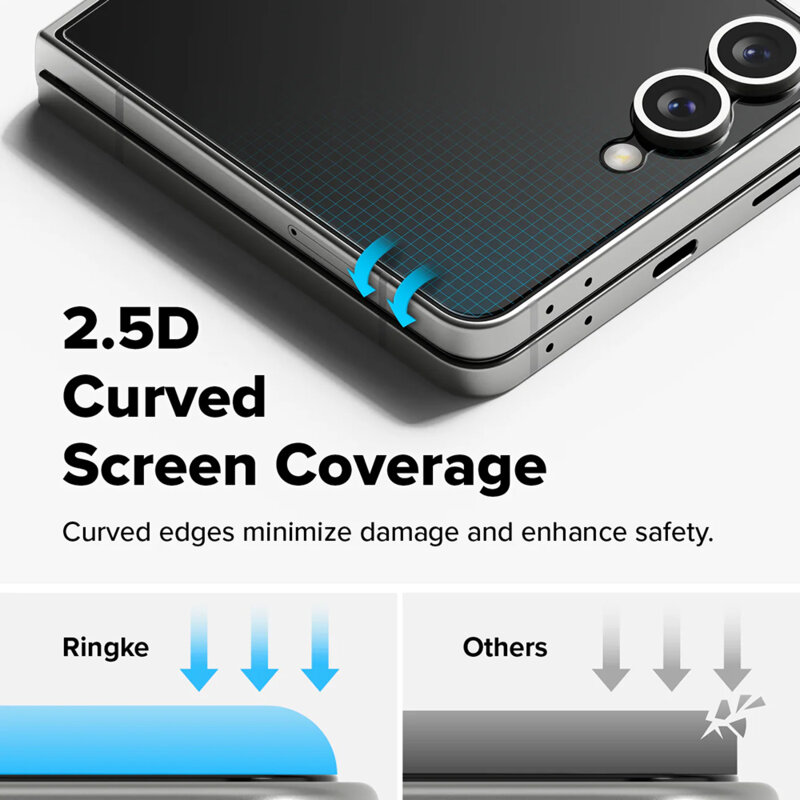 [Pachet 2x] Folie sticla Samsung Galaxy Z Flip7 Ringke Cover Display Easy Slide Tempered Glass Pro, transparenta
