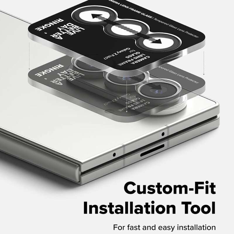 [Pachet 2x] Folie sticla camera Samsung Galaxy Z Fold7 Ringke Camera Lens Frame, negru