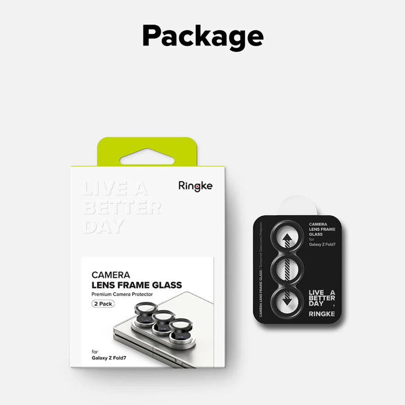 [Pachet 2x] Folie sticla camera Samsung Galaxy Z Fold7 Ringke Camera Lens Frame, negru