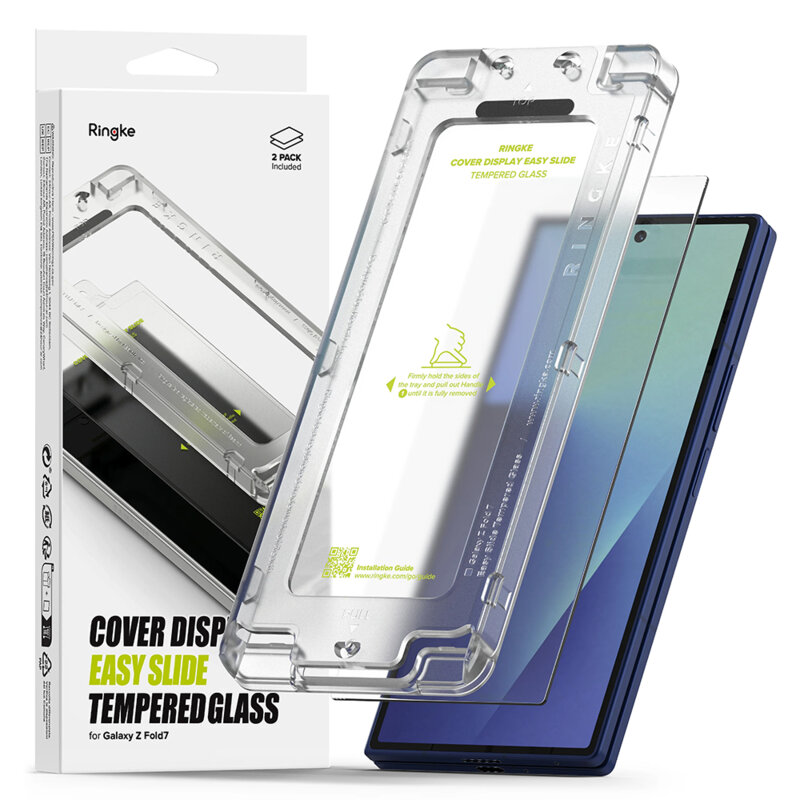 [Pachet 2x] Folie sticla Samsung Galaxy Z Fold7 Ringke Cover Display Easy Slide Tempered Glass, transparenta