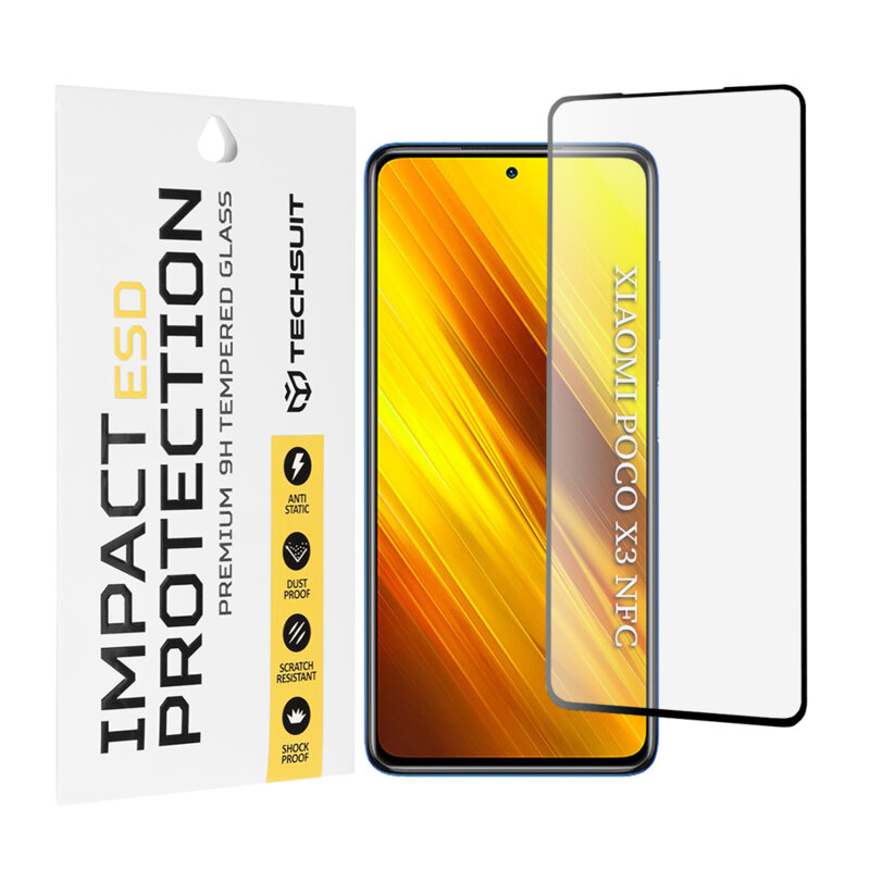 Folie sticla Xiaomi Poco X3 NFC Techsuit ESD Glass, negru