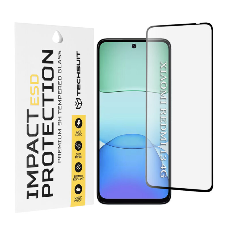 Folie sticla Xiaomi Redmi 13 Techsuit ESD Glass, negru