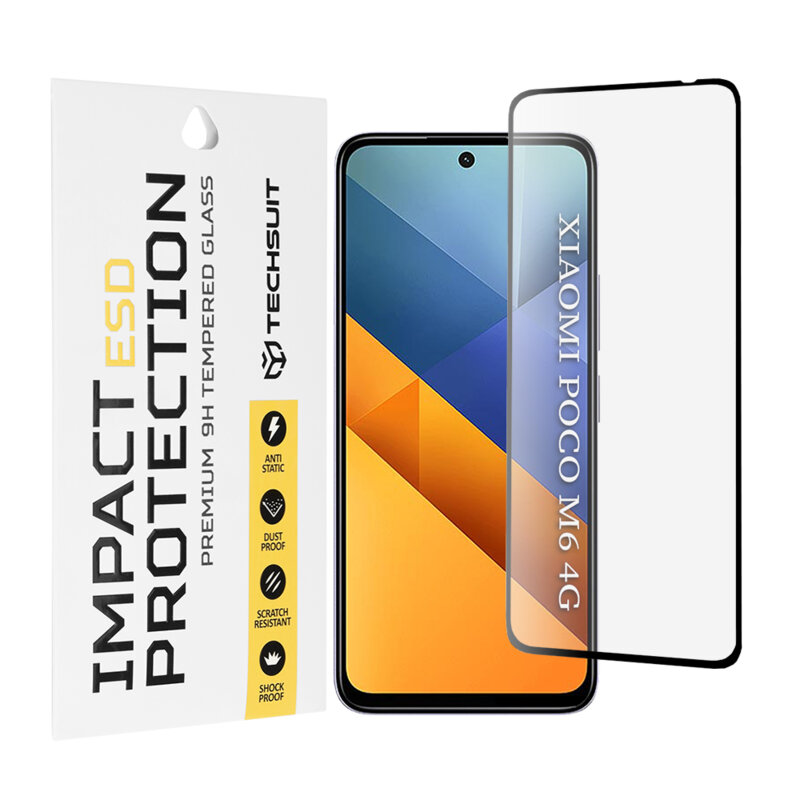 Folie sticla Xiaomi Poco M6 4G Techsuit ESD Glass, negru