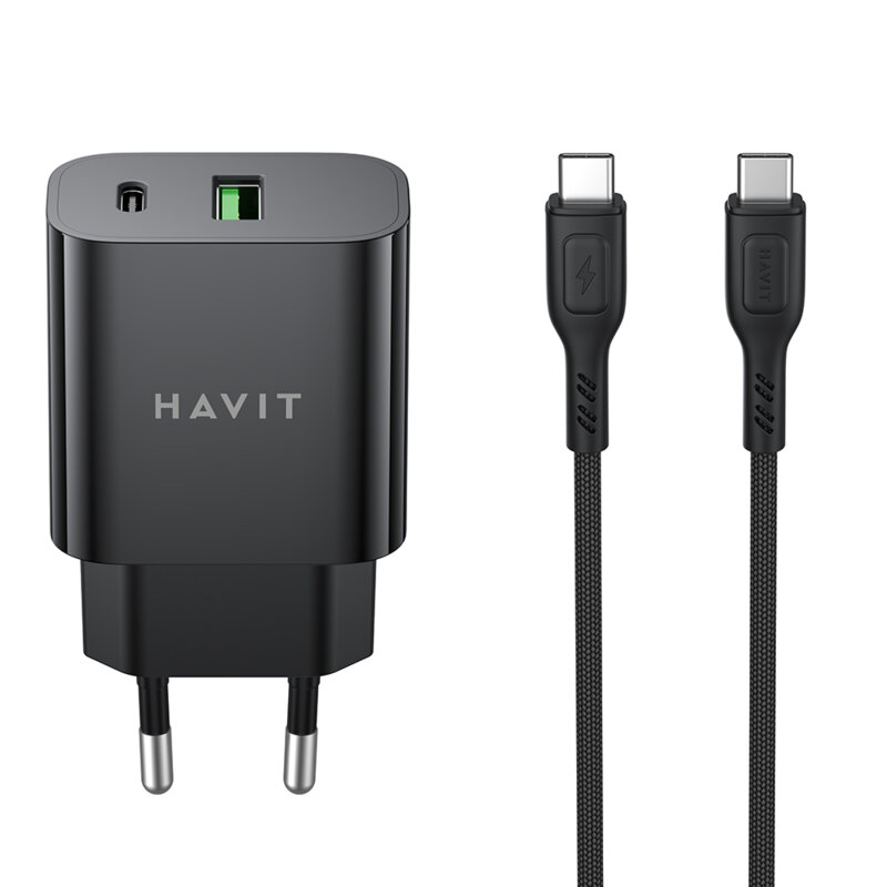 Incarcator priza USB Type-C PD60W + cablu Type-C Havit ST926 EU, negru