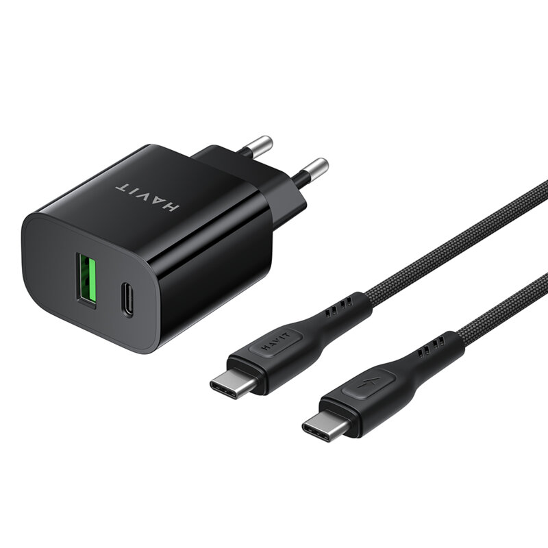 Incarcator priza USB Type-C PD20W + cablu Type-C Havit ST926 EU, negru