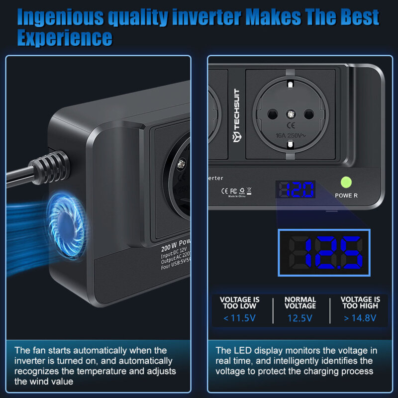 Invertor electric 220V, 200W pentru masina Techsuit PowerDriveX IA2, negru