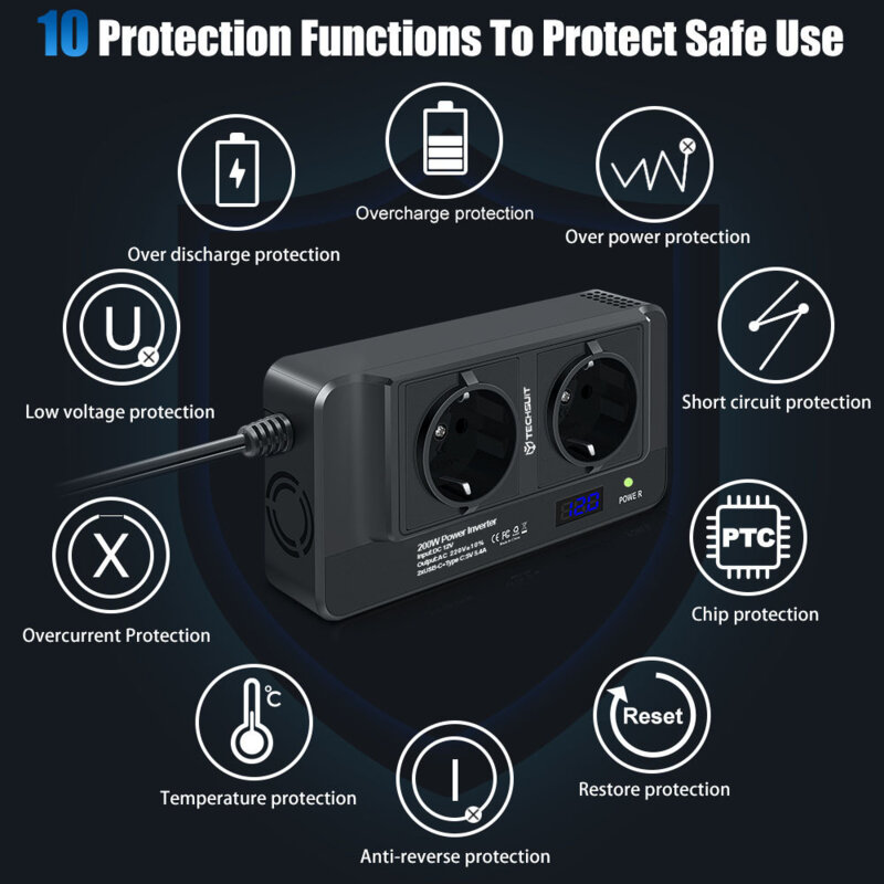 Invertor electric 220V, 200W pentru masina Techsuit PowerDriveX IA2, negru