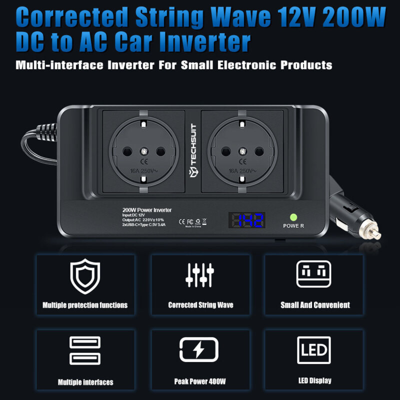 Invertor electric 220V, 200W pentru masina Techsuit PowerDriveX IA2, negru