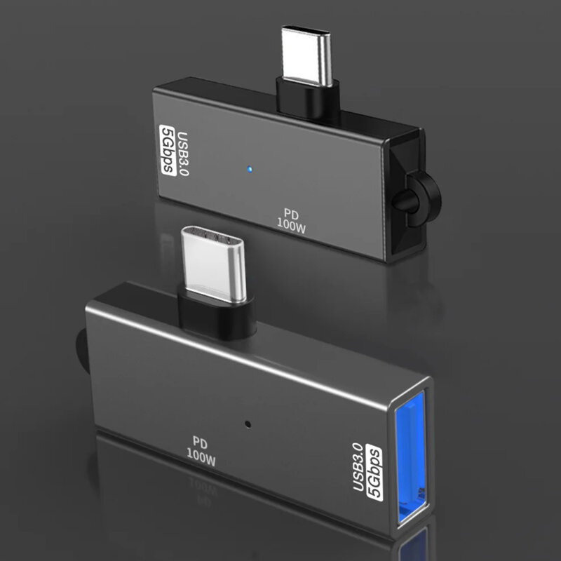 Adaptor Type-C USB-A PD100W Techusit DataBlitz A21, gri