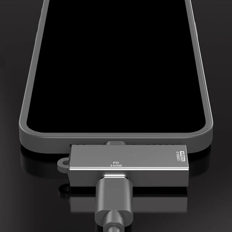 Adaptor Type-C USB-A PD100W Techusit DataBlitz A21, gri