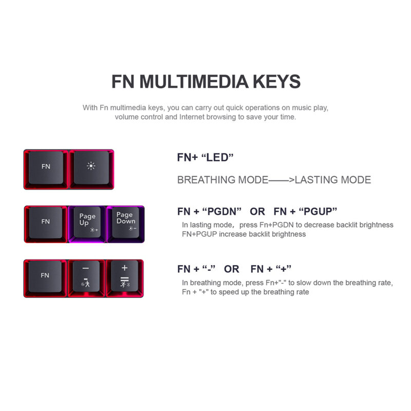 Tastatura cu lumini RGB, 1.4m Havit KB866L, negru / rosu