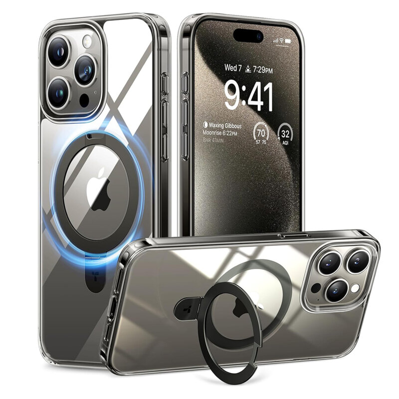 Husa iPhone 15 Pro Max Torras Ostand MagSafe Series, transparenta