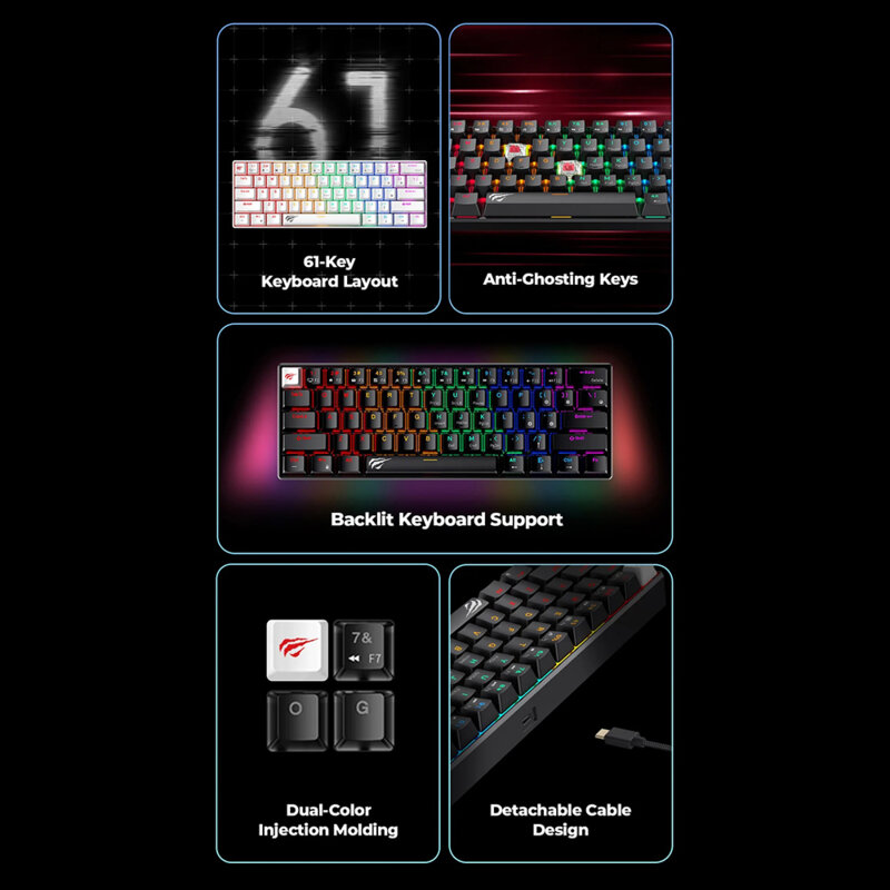 Tastatura gaming iluminata cu fir Havit KB903L, negru