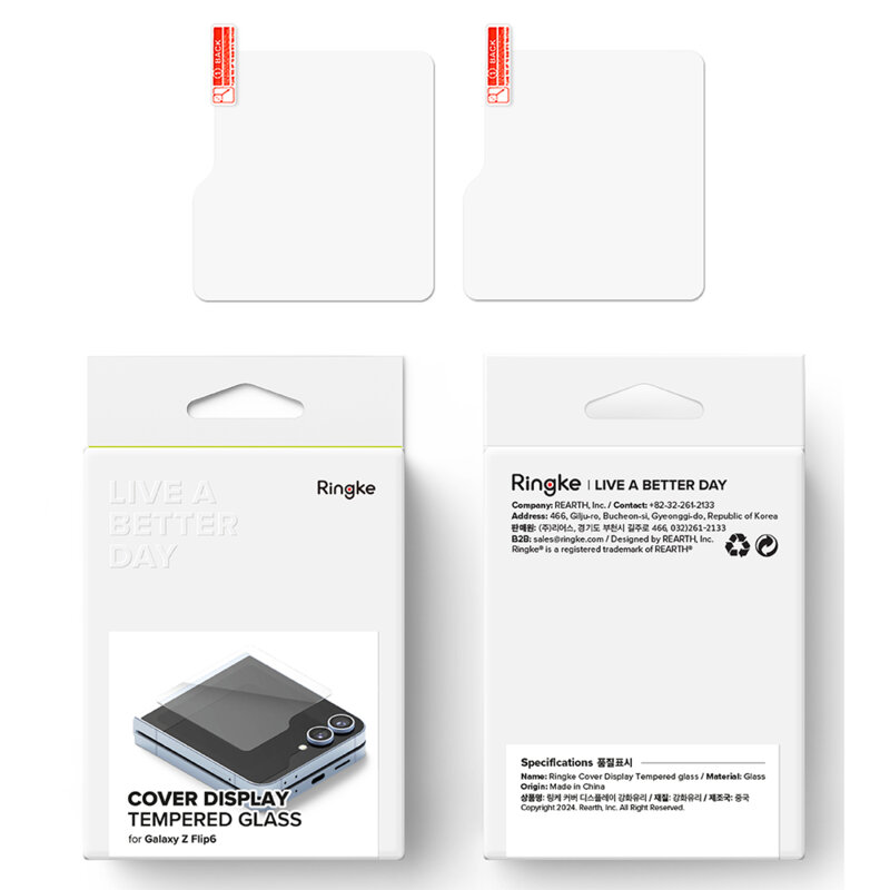 [Pachet 2x] Folie sticla Samsung Galaxy Z Flip7 FE Ringke Tempered Glass, transparenta