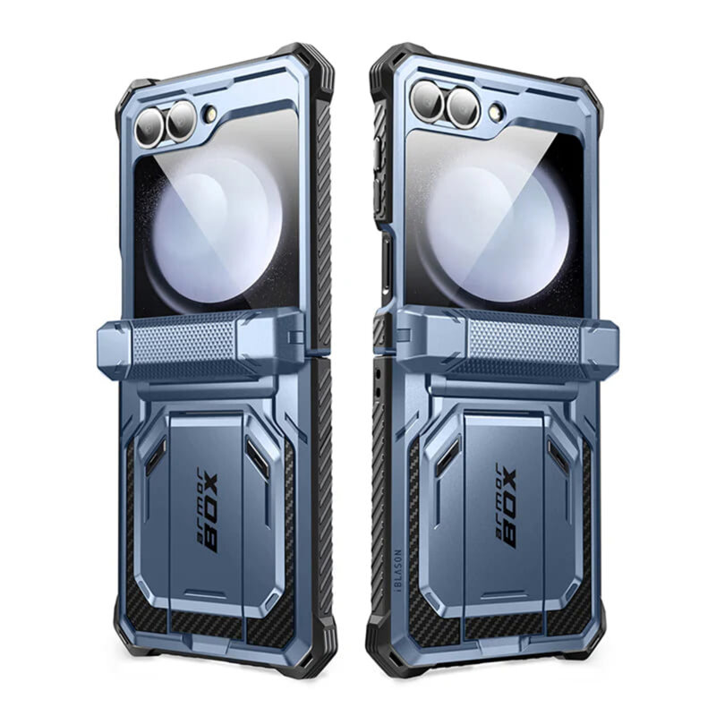 [Pachet 360°] Husa + folie Samsung Galaxy Z Flip7 FE I-Blason Armorbox, albastru
