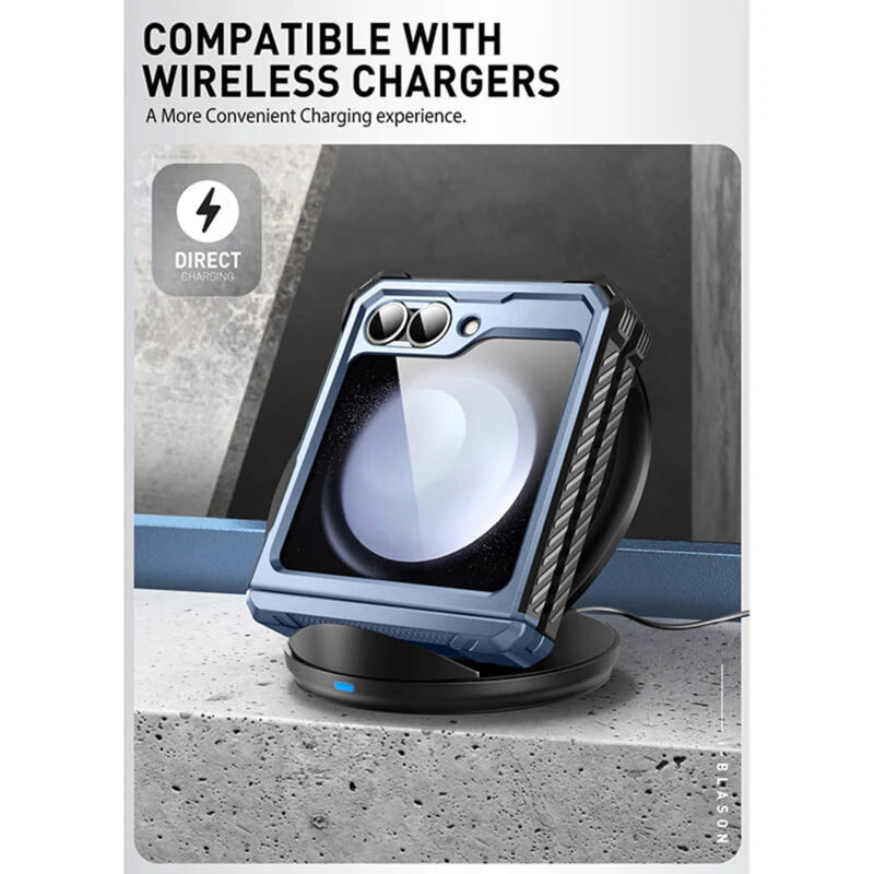 [Pachet 360°] Husa + folie Samsung Galaxy Z Flip7 FE I-Blason Armorbox, albastru