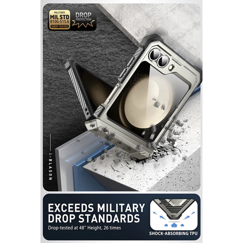 [Pachet 360°] Husa + folie Samsung Galaxy Z Flip7 FE I-Blason Armorbox, gri