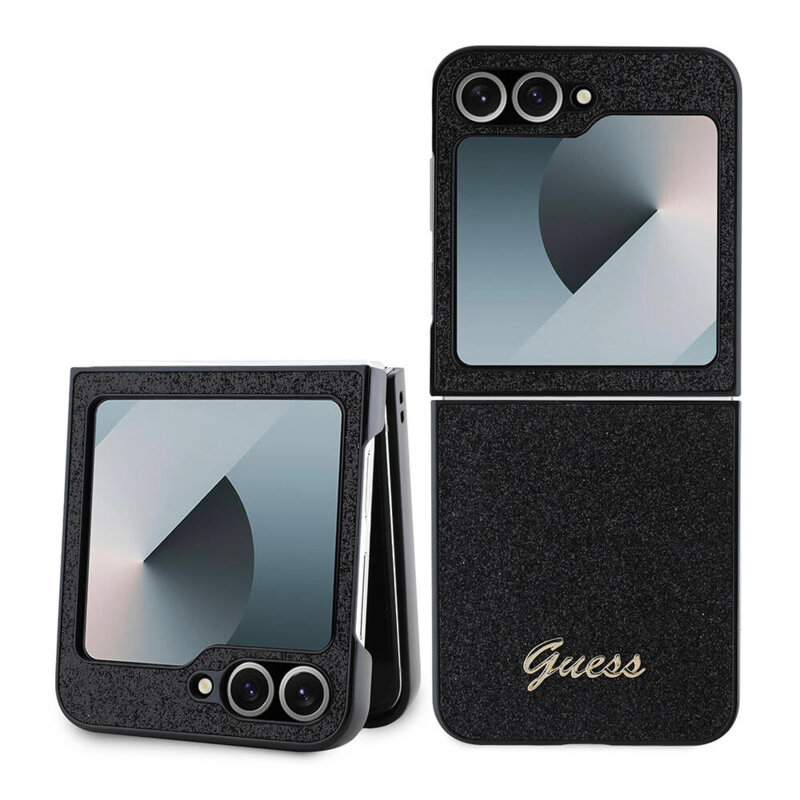 Husa Guess Glitter Samsung Galaxy Z Flip7 FE cu sclipici, negru