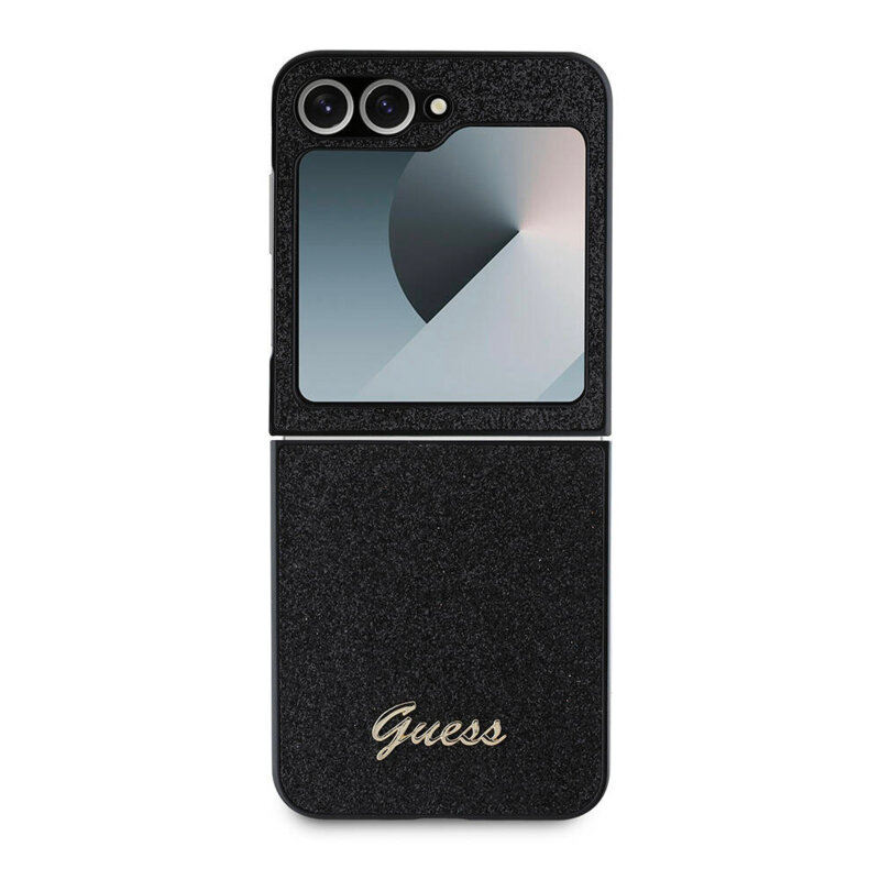 Husa Guess Glitter Samsung Galaxy Z Flip7 FE cu sclipici, negru