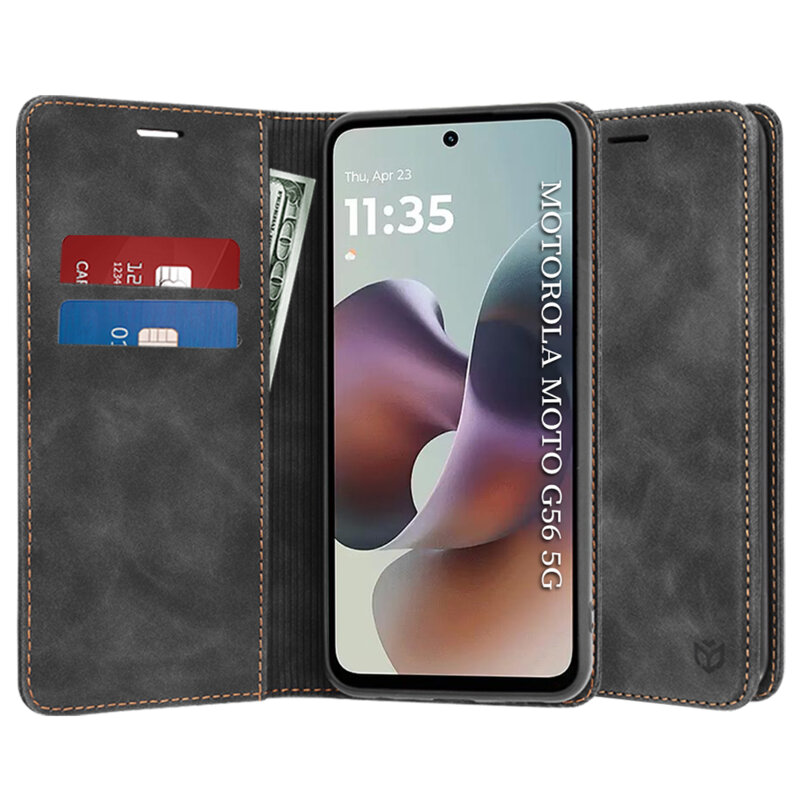 Husa piele Motorola Moto G56 Techsuit Confy Cover, negru