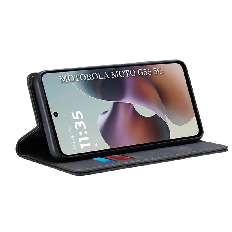 Husa piele Motorola Moto G56 Techsuit Confy Cover, negru