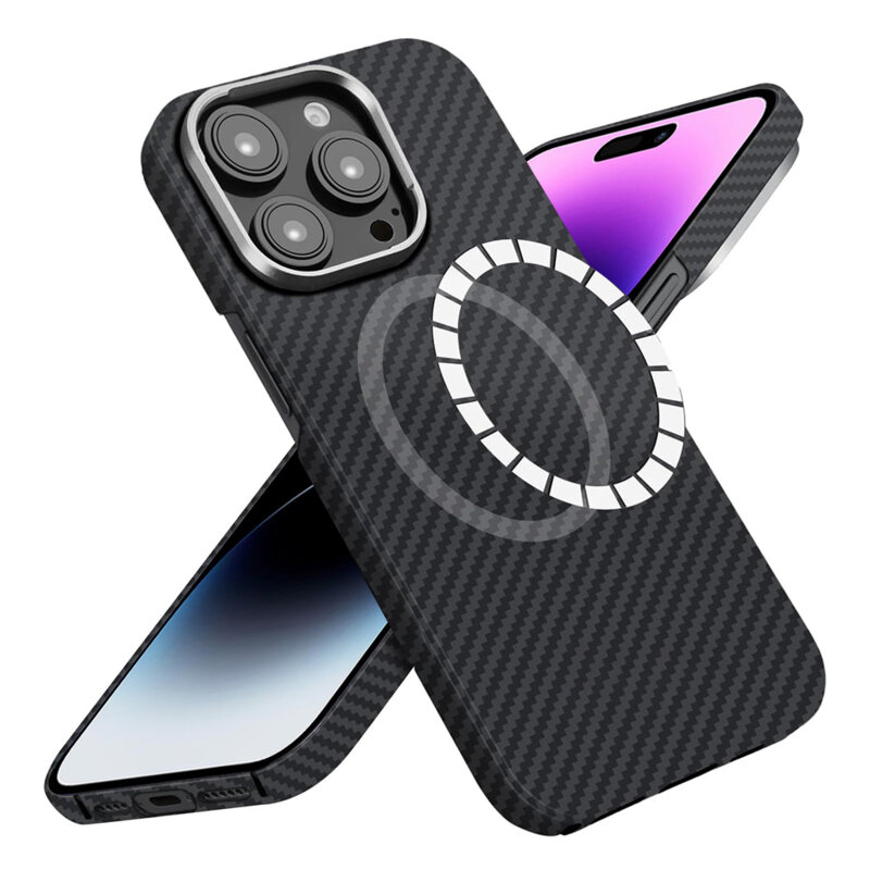 Husa iPhone 14 Pro Max Techsuit Aramid Fiber MagSafe, negru