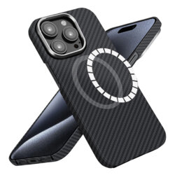 Husa iPhone 15 Pro Techsuit Aramid Fiber MagSafe, negru