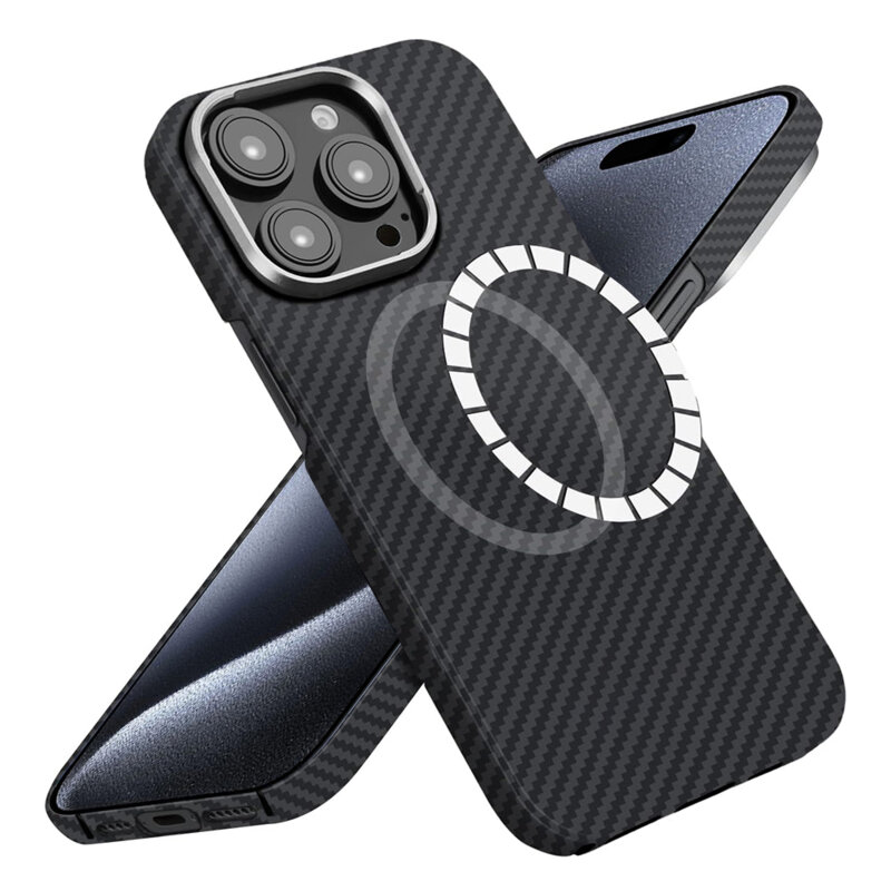 Husa iPhone 15 Pro Techsuit Aramid Fiber MagSafe, negru