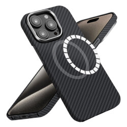 Husa iPhone 15 Pro Max Techsuit Aramid Fiber MagSafe, negru