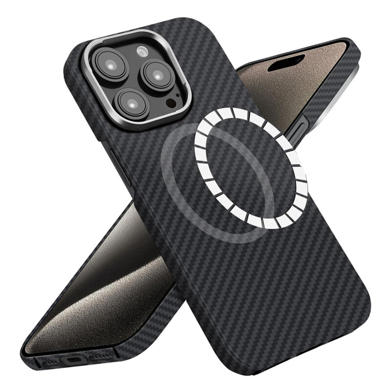 Husa iPhone 15 Pro Max Techsuit Aramid Fiber MagSafe, negru