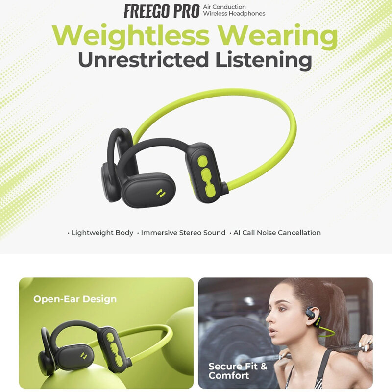 Casti Bluetooth pentru sport, Type-C Havit E553BT, verde