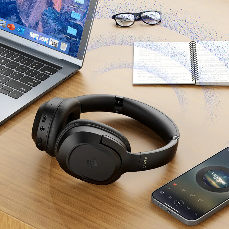 Casti Bluetooth on-ear pliabile, ANC Havit H612BT, negru