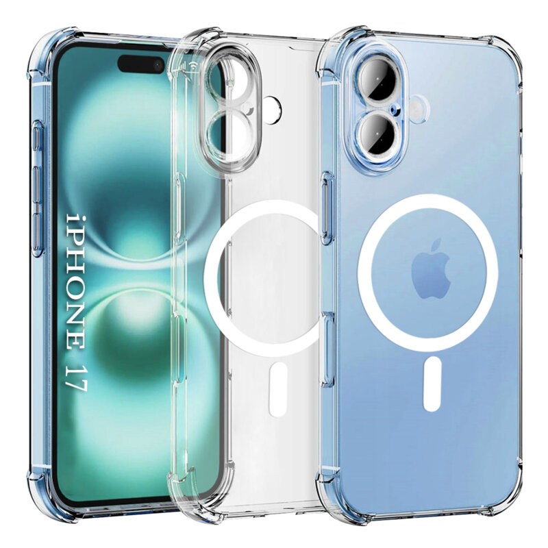 Husa iPhone 17 Techsuit Shockproof Clear Silicone MagSafe, transparenta